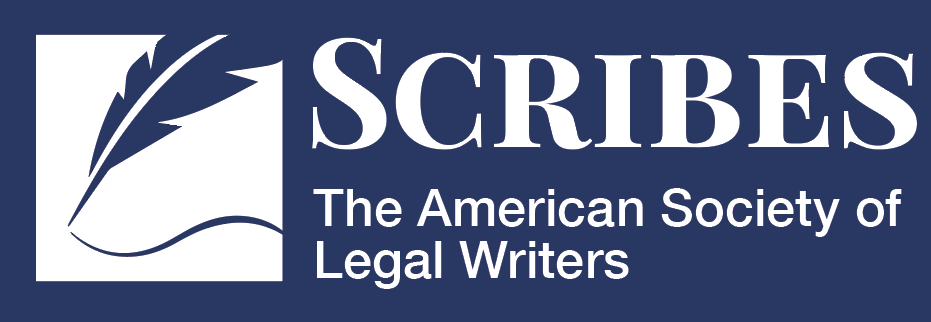 Scribes logo with quill and book